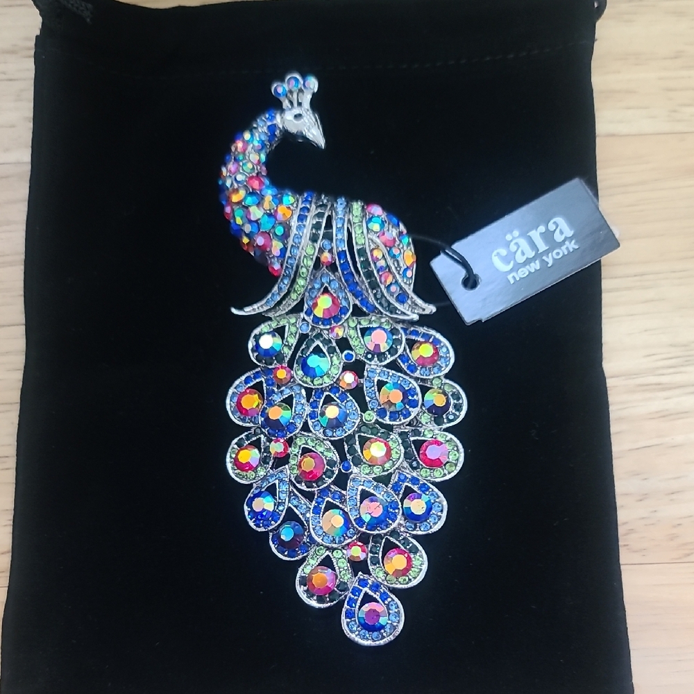 Cära New York Colorful Peacock Brooch